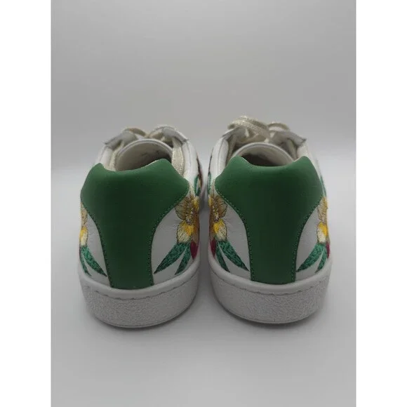 JOHNNY WAS Maisie White Leather Tropical Tiger Embroidered Sneakers ~ Womens 7.5 - Picture 5 of 13